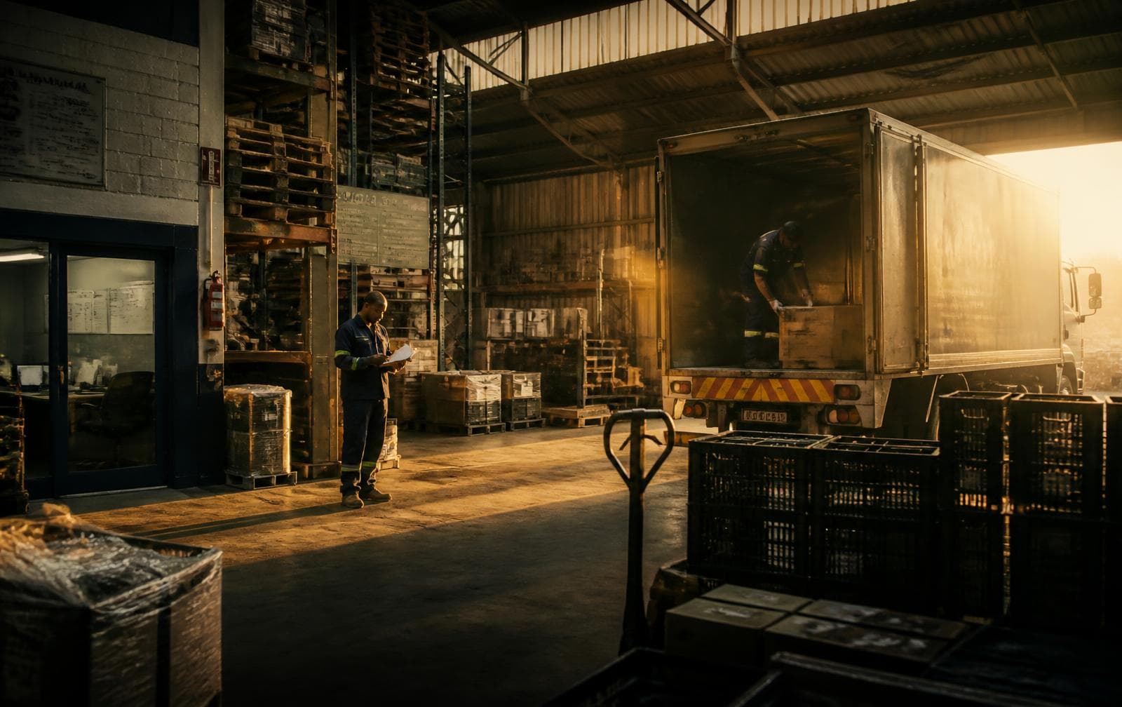 Small manufacturing floor in South Africa with stock being loaded